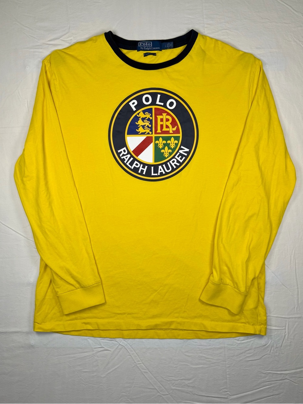Polo Ralph Lauren Crest Logo Long Sleeve Shirt Yellow Classic Fit Men’s Large
